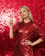 LiteGrid Series Shimmer Wall Backdrop - 24Pcs Red, alternate view 5