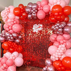 LiteGrid Series Shimmer Wall Backdrop - 24Pcs Red, alternate view 6