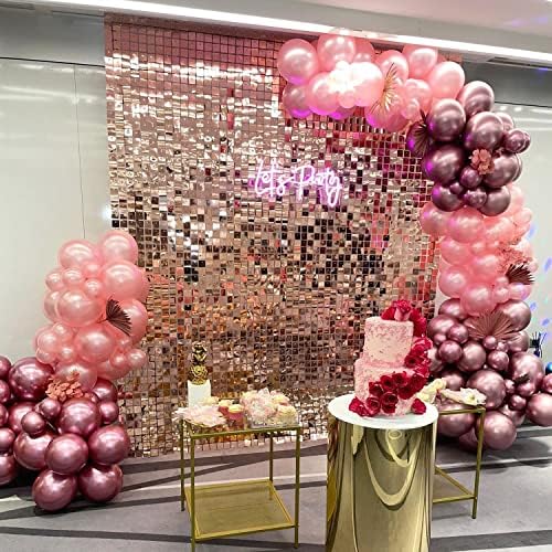 LiteGrid Series Shimmer Wall Backdrop - 24Pcs Rose Gold, alternate view 6