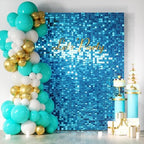 LiteGrid Series Shimmer Wall Backdrop - 24Pcs Turquoise Blue