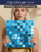 LiteGrid Series Shimmer Wall Backdrop - 24Pcs Turquoise Blue, alternate view 3