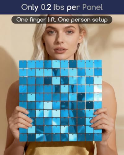 LiteGrid Series Shimmer Wall Backdrop - 24Pcs Turquoise Blue, alternate view 3