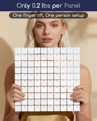 LiteGrid Series Shimmer Wall Backdrop - 36Pcs Matte White, alternate view 3