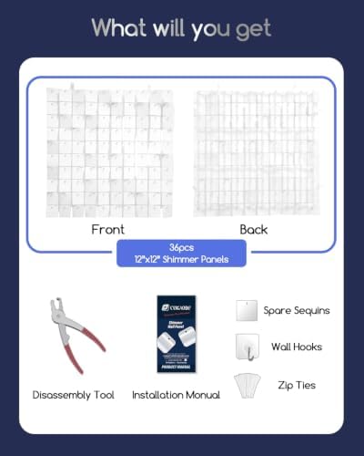 LiteGrid Series Shimmer Wall Backdrop - 36Pcs Mirror White, alternate view 2