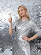 LiteGrid Series Shimmer Wall Backdrop - 36Pcs Silver, alternate view 5