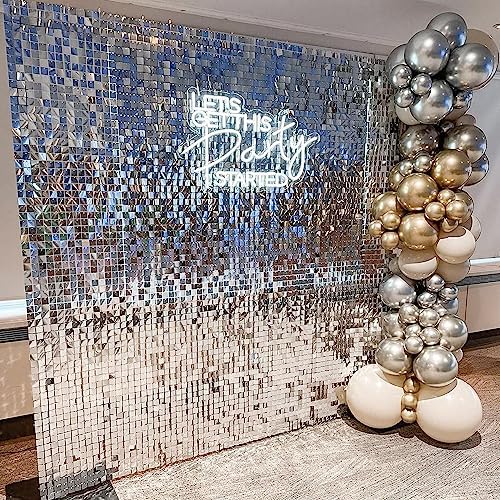 LiteGrid Series Shimmer Wall Backdrop - 36Pcs Silver, alternate view 6