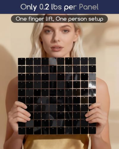 LiteGrid Series Shimmer Wall Backdrop - 48Pcs Black, alternate view 3