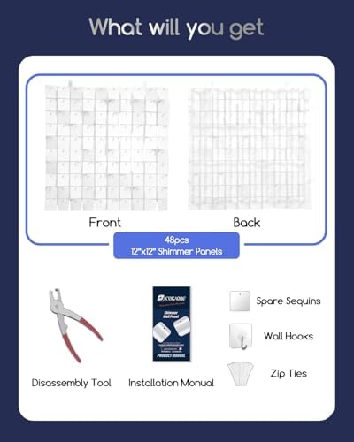 LiteGrid Series Shimmer Wall Backdrop - 48Pcs Mirror White, alternate view 2