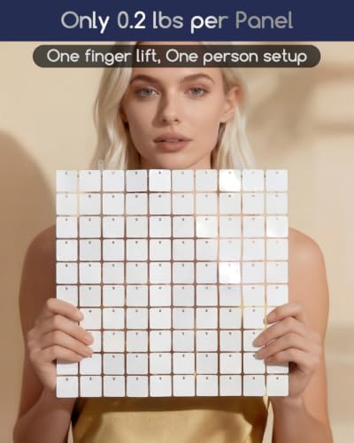 LiteGrid Series Shimmer Wall Backdrop - 48Pcs Mirror White, alternate view 3