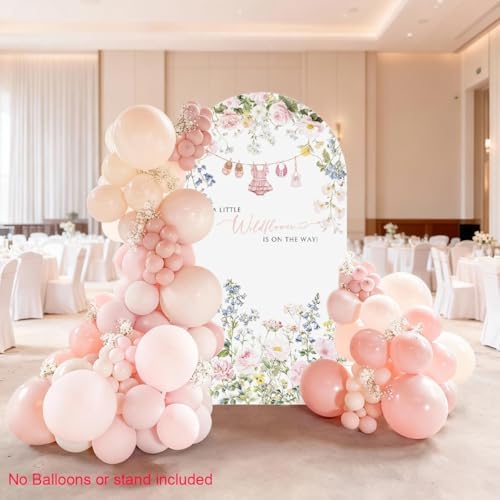Little Wildflower on the Way Arch Backdrop Cover 7.2ft Baby Shower Party in 4x7.2ft/120x220cm in pink, alternate view 2
