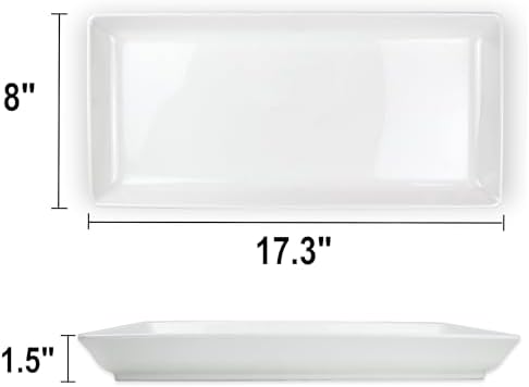 Long Melemine Serving Tray, 17.3x8x1.5 inch in 17.3x8x1.5 inch in White, alternate view 2
