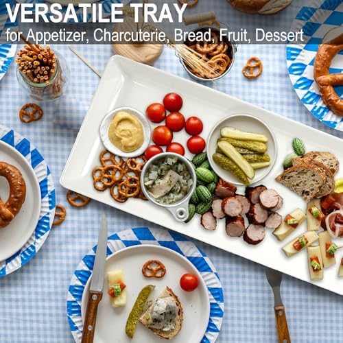 Long Melemine Serving Tray, 17.3x8x1.5 inch in 17.3x8x1.5 inch in White, alternate view 6