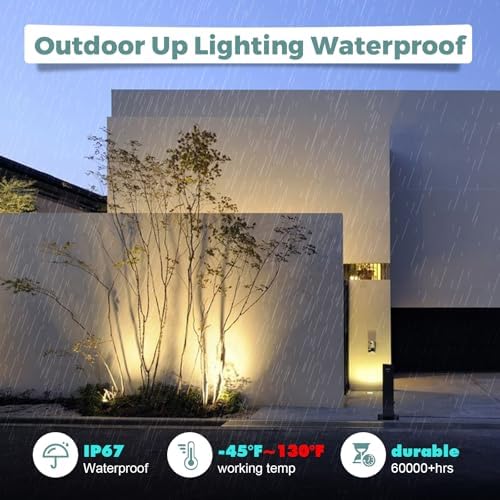 Low Voltage Landscape LED Well Lights, 12V in Ground Lights Outdoor IP67 Waterproof, 5" Tall Wired Landscape Up, alternate