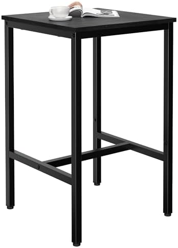 Lutown-Teen Square Bar Table, High Top Table - Industrial Metal Frame for Small Spaces & Narrow Kitchens