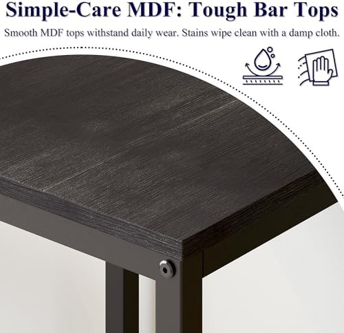 Lutown-Teen Square Bar Table, High Top Table - Industrial Metal Frame for Small Spaces & Narrow Kitchens, alternate view 4