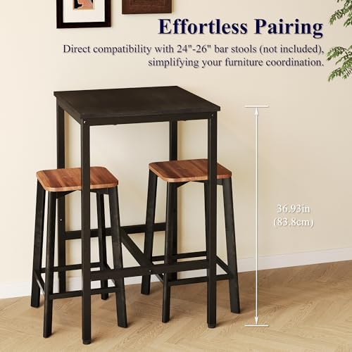 Lutown-Teen Square Bar Table, High Top Table - Industrial Metal Frame for Small Spaces & Narrow Kitchens, alternate view 7