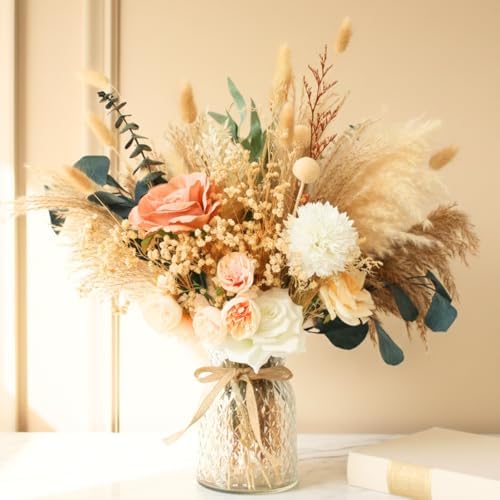 Luxury Floral Arrangement with Vase - Pampas Grass & Artificial Flowers