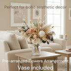 Luxury Floral Arrangement with Vase - Pampas Grass & Artificial Flowers, alternate view 3