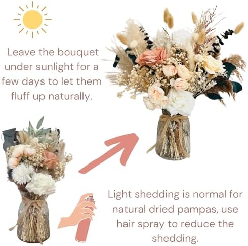 Luxury Floral Arrangement with Vase - Pampas Grass & Artificial Flowers, alternate view 4