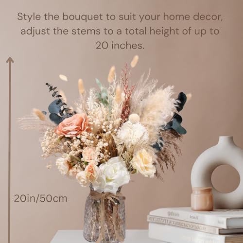 Luxury Floral Arrangement with Vase - Pampas Grass & Artificial Flowers, alternate view 6