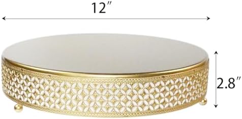 Luxury Gold Cake Stand, Round Metal Dessert Display with Ornate Floral Filigree Lace, Dual‐Coated Premium Finish, alternate