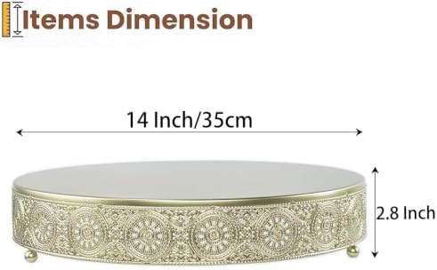 Luxury Gold Cake Stand, Round Metal Dessert Display with Ornate Floral Filigree Lace, Dual‐Coated Premium Finish, alternate