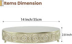 Luxury Gold Cake Stand, Round Metal Dessert Display with Ornate Floral Filigree Lace, Dual‐Coated Premium Finish, alternate
