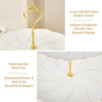 Luxury Larger 2-Tier Cupcake Stand Tower, British Style Porcelain Serving Tray with Golden Trim, Food Grade, alternate view 4