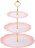 Luxury Larger 3-Tier Cupcake Stand Tower, British Style Porcelain Serving Tray with Golden Trim, Food Grade