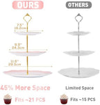Luxury Larger 3-Tier Cupcake Stand Tower, British Style Porcelain Serving Tray with Golden Trim, Food Grade, alternate view 5
