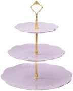 Luxury Larger 3-Tier Cupcake Stand Tower, British Style Porcelain Serving Tray with Golden Trim, Food Grade