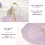 Luxury Larger 3-Tier Cupcake Stand Tower, British Style Porcelain Serving Tray with Golden Trim, Food Grade, alternate view 3