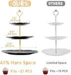 Luxury Larger 3-Tier Cupcake Stand Tower, British Style Porcelain Serving Tray with Golden Trim, Food Grade, alternate view 5