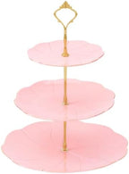 Luxury Larger 3-Tier Cupcake Stand Tower, British Style Porcelain Serving Tray with Golden Trim, Food Grade
