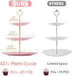 Luxury Larger 3-Tier Cupcake Stand Tower, British Style Porcelain Serving Tray with Golden Trim, Food Grade, alternate view 3