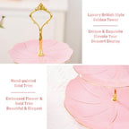 Luxury Larger 3-Tier Cupcake Stand Tower, British Style Porcelain Serving Tray with Golden Trim, Food Grade, alternate view 4
