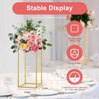 LYNICESHOP Gold Metal Flower Stand Set, 10-Piece Rectangular Rack, Elegant Wedding & Event Table Centerpieces, alternate view