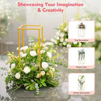 LYNICESHOP Gold Metal Flower Stand Set, 4-Piece Rectangular Rack, Elegant Wedding & Event Table Centerpieces, alternate view