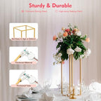 LYNICESHOP Gold Metal Flower Stand Set, 4-Piece Rectangular Rack, Elegant Wedding & Event Table Centerpieces, alternate view