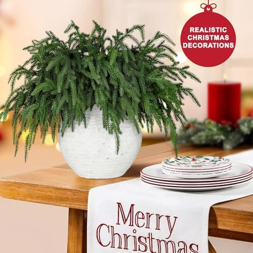 LZNPA 12 Pcs Realistic Christmas Pine Branches Natural Droopy Soft Bendable, alternate view 3