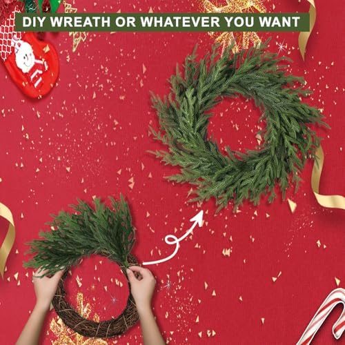LZNPA 12 Pcs Realistic Christmas Pine Branches Natural Droopy Soft Bendable, alternate view 6