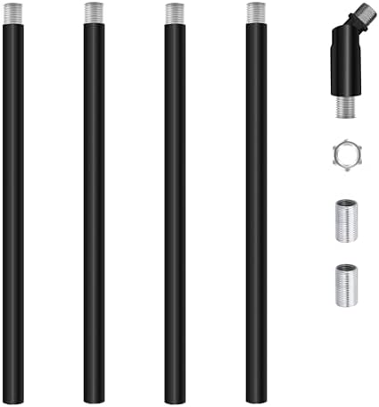M12 Threaded Extension Poles, 4 Pieces 12-inch Lighting Fixture Downrods Stems for Pendant Light, Island