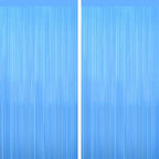 Macaron Blue Party Streamers, Metallic Tinsel Fringe Backdrop Decors, 2Pack