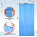 Macaron Blue Party Streamers, Metallic Tinsel Fringe Backdrop Decors, 2Pack, alternate view 3
