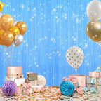Macaron Blue Party Streamers, Metallic Tinsel Fringe Backdrop Decors, 2Pack, alternate view 6