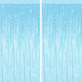 Macaron Light Blue Fringe Curtains 2 Pack, Tinsel Backdrop for Parties