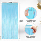 Macaron Light Blue Fringe Curtains 2 Pack, Tinsel Backdrop for Parties, alternate view 2