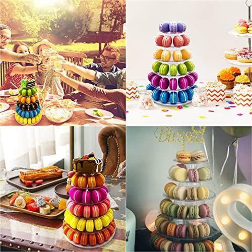 Macaron Tower Stand, 6 Tiers Macaron Display Macaroon Stand Tower in Transparent, alternate view 6
