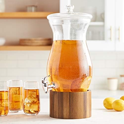 Madera Glass Drink Beverage Dispenser with Wood Base, 1.6 Gal, alternate view 2