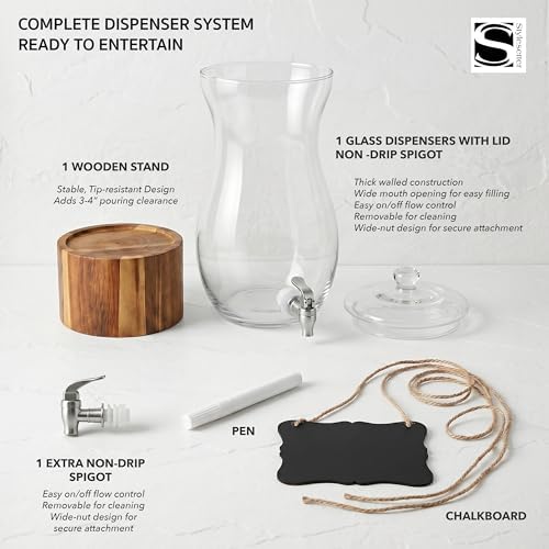 Madera Glass Drink Beverage Dispenser with Wood Base, 1.6 Gal, alternate view 7